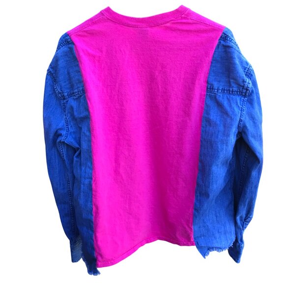 Reworked Denim Tshirt, Size M-L: Table Rock Lake Graphic Tee, Upcycled Oversized - Picture 3 of 8